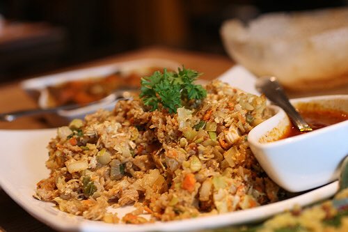 Popular street food in Srilanka.string hopper kotthu.(chicken,lamb,veg)available in Indian place.