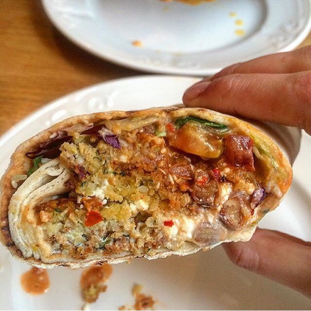 Eatafrican's tweet photo. 'Africa Wrap filled with Falafel, Fuul, Fetta and Cheese' by @misspiggyuk 
#eatafrican https://t.co/hOCxsdwncv