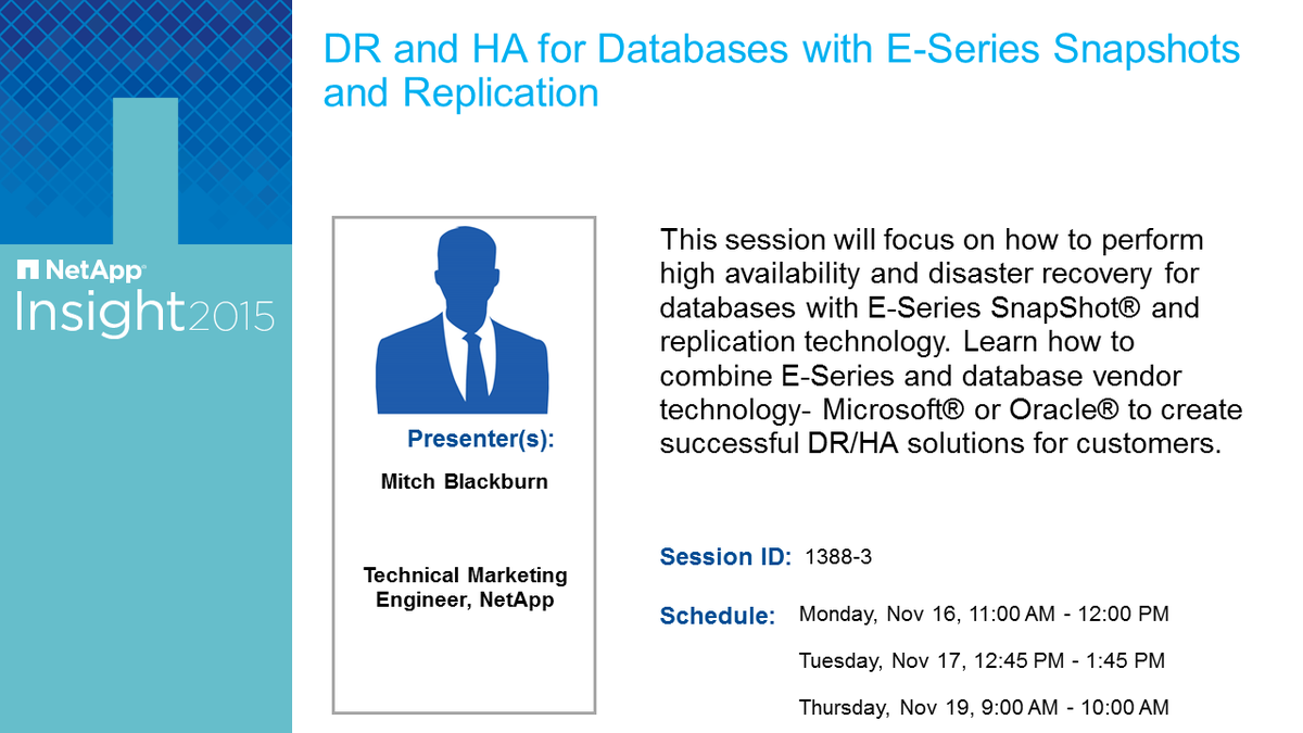 ESeries_Info's tweet photo. Still seats left for this session!
#NetAppInsightEMEA #NetAppInsight #E-Series_Info
https://t.co/H3UMuAicx4 https://t.co/5KVq7Lmgqm