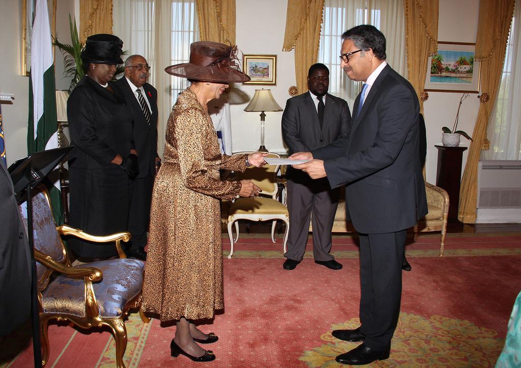 PakinUSA's tweet photo. Amb @JalilJilani  presenting credentials to Gov-General of the Bahamas as non-resident High Commissioner @NHotiana https://t.co/xCzUsA1TAL