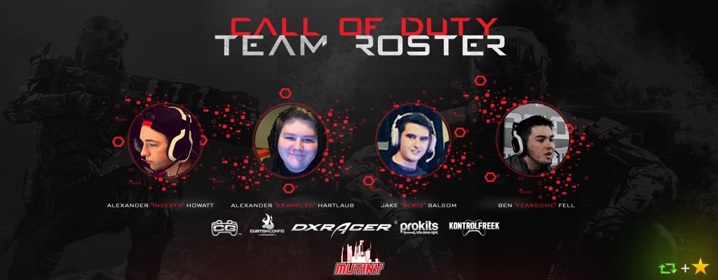 MutinyGG's tweet image. We're pleased to announce our #PS4 Roster:
@MutinyIncepts
@MutinyExamples
@MutinyFearsome
@XertzFKNK 
#MutinyFAM