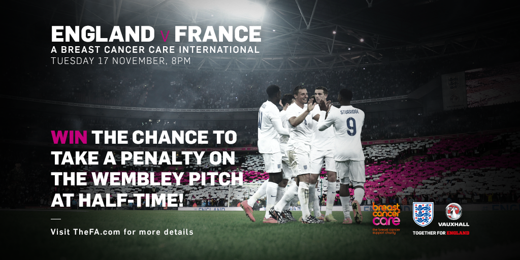 BreastCancerNow's tweet photo. Win tickets and be the star player at #ENGvFRA @BCCare International @wembleystadium https://t.co/OwzBkk8EUk https://t.co/u57SEnGR3E