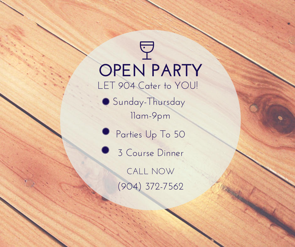 904restaurant's tweet photo. Planning an event and need a caterer? Let 904 Restaurant cater to you! Call now,(904)-372-7562. 
#openparty https://t.co/sEcckABkTw