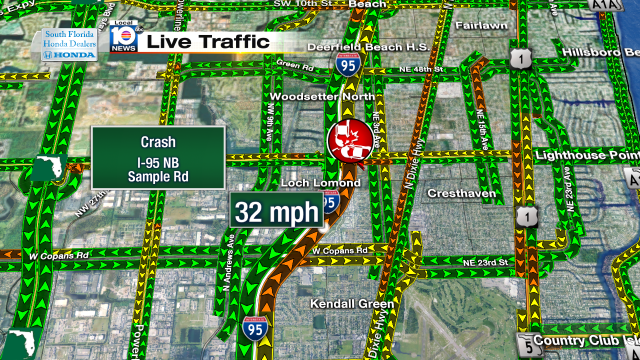 Crash on I-95 NB at Sample Rd. Speeds at 32mph #traffic #pompanobeach @JeniseFernandez https://t.co/2z2bBYZWHe