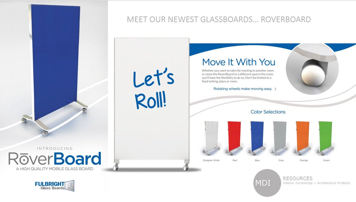 MDI Resources now reps Fulbright &amp; Company! Take a look at the #Roverboard glass markerboard on wheels! #LetsRoll