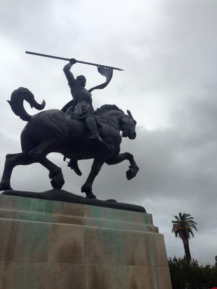 It has turned a little blustery this afternoon in the Park...El Cid looks prepared to battle these clouds.