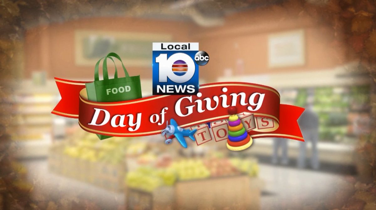 Local 10's #DayOfGiving returns Friday!  Non-perishable foods and new, unwrapped toys needed bit.ly/1GTENRe?utm_me… https://t.co/3dhpbqJTi0