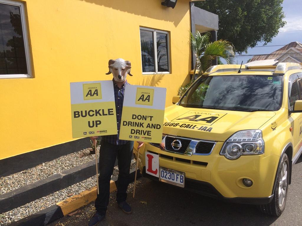 CallJAA's tweet photo. The goat is on the loose 😱

He stopped by to discuss safe driving &amp; for some driving lessons. #RamGoatRun2015 https://t.co/1gk9I37OTp