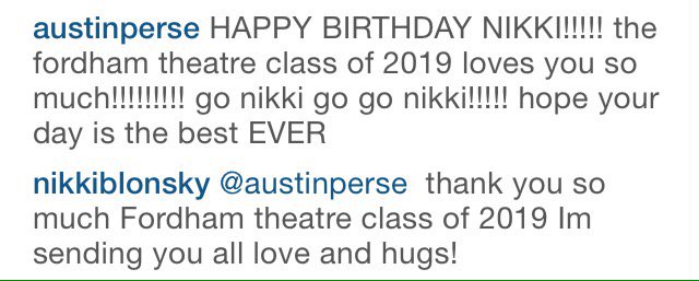 HAIRSPRAY\S NIKKI BLONSKY COMMENTED ME BACK!!! Surprised and honored. happy birthday nikki. thank you for everything 