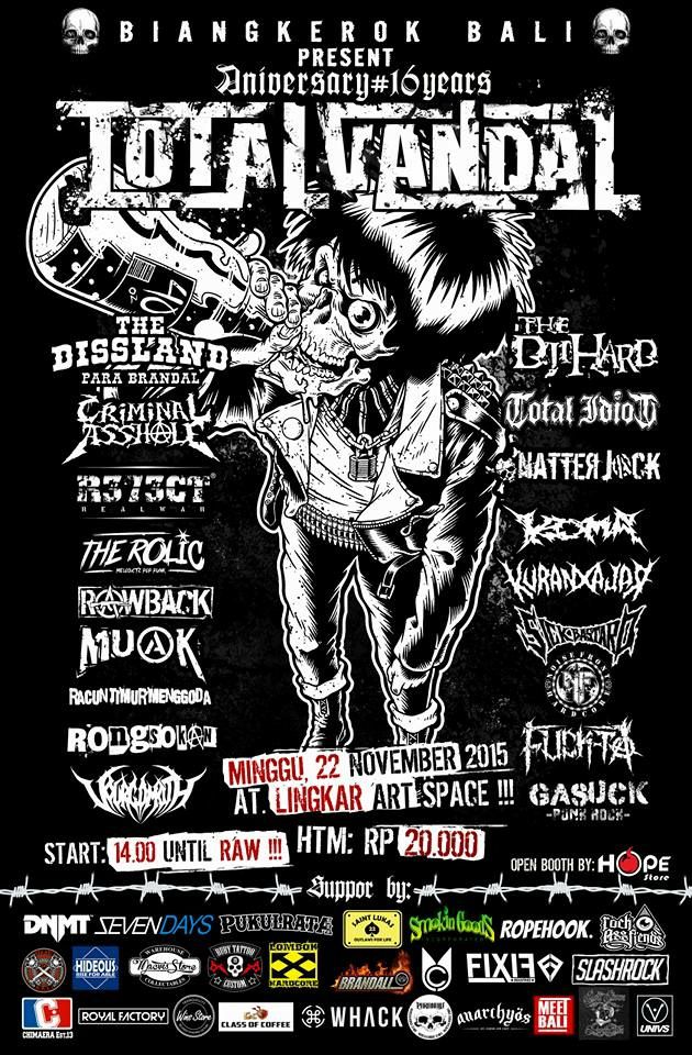 Next gigs at lingkar art space..
22 november 15... anniversary total vandal .... see ya rtm gank \m/