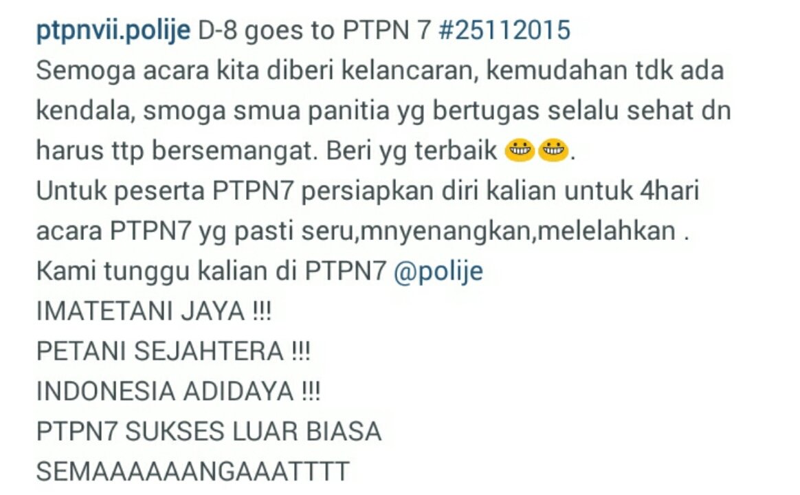 PTPNVII_Polije's tweet photo. @ImatetaniJaya @tepUGM_14 @PERMATEPUNILA @HimmatetaSTIPER @HimatetaUnsri @imateta_usu @himatetalk @HimaTEpUA https://t.co/8K1yq6t0YD