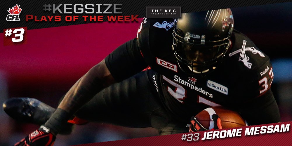 CFL's tweet photo. Watch @JMessam run, watch @JMessam hurdle.
#KegSize Plays of the Week! 🎥 ➡ https://t.co/rTge6QNS6G #GCPlayoffs #CFL https://t.co/9Hk3zDLx0J