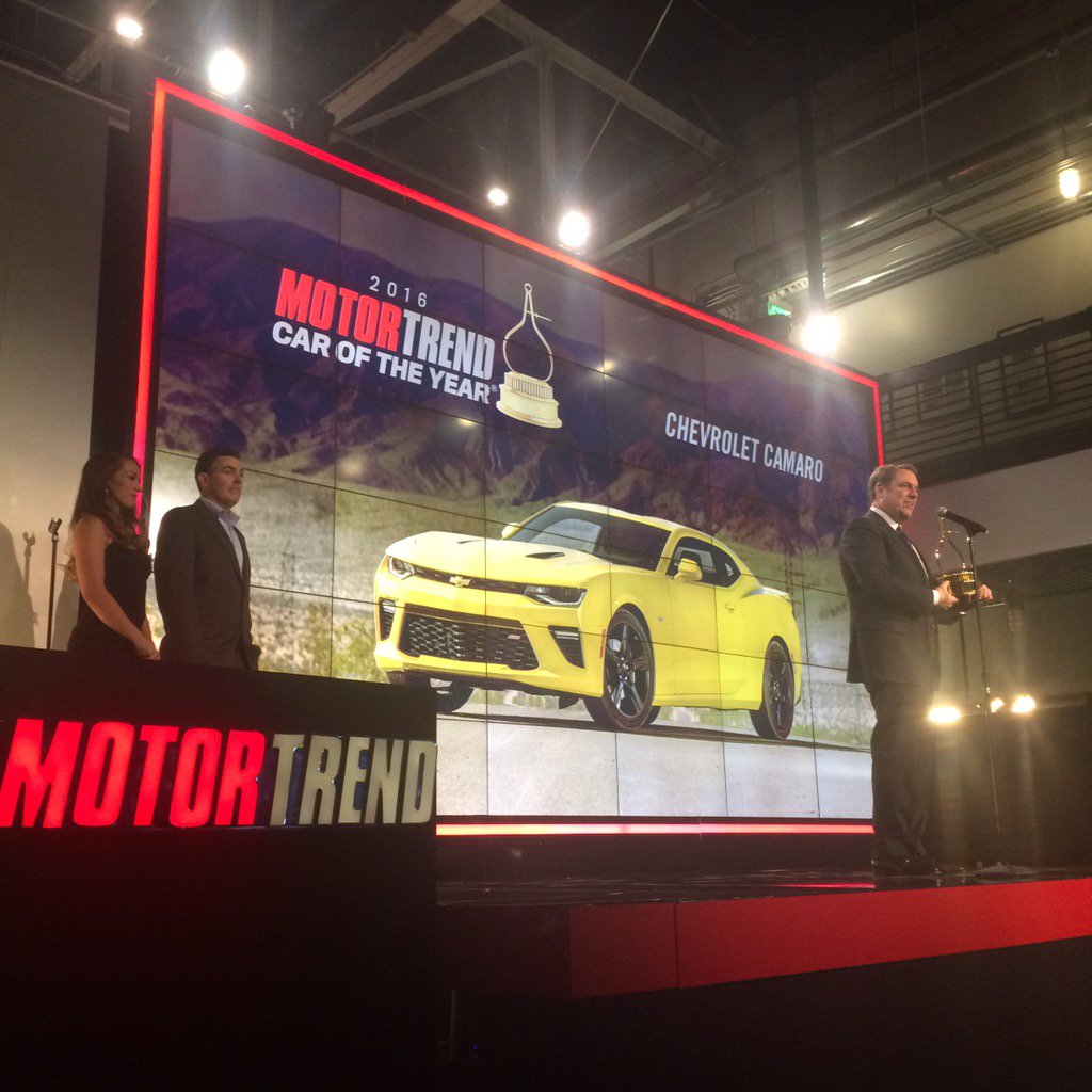 MotorTrend's tweet photo. The 2016 Motor Trend Car of the Year is the  @chevrolet #Camaro! #MTOTY #MTCOTY https://t.co/KeC6z8C7Wx
