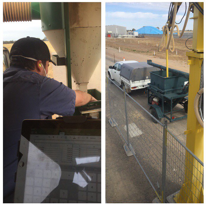 BCG_Birchip's tweet image. Tech no barrier on old Kingaroy, data direct into iPad. BCG #motherbin @ #GrainFlow w/ @Jack_R_Edwards &amp;amp; Chris Cook.