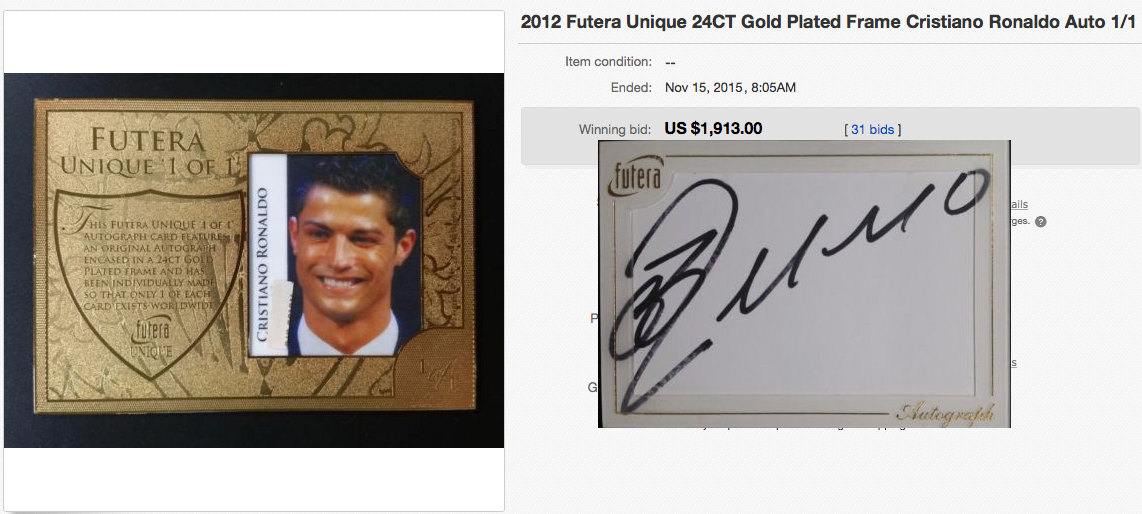 【11枚限定】ロナウジーニョ　金枠カード　Futera Unique C Ronaldo 1 of 1 gold plated card from #Futera Unique 2012 sold on