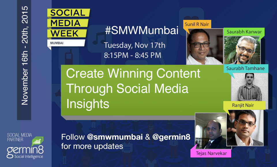germin8's tweet photo. How Entertainment sector uses social media monitoring to take better decisions &amp; create winning content? #SMWMumbai https://t.co/1tKsSUcb5Y