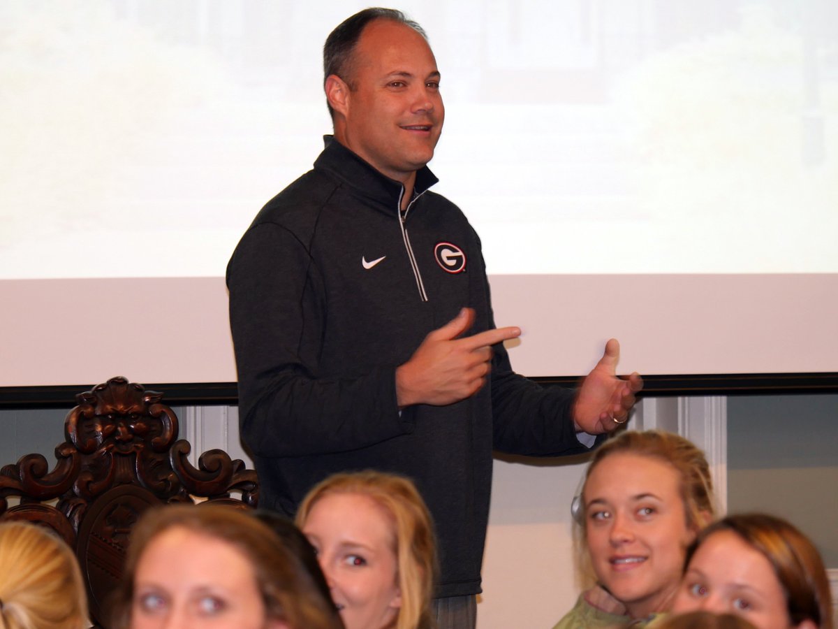 UGABasketball's tweet photo. Thanks again to all the sororities that allowed @coachmarkfox to speak tonight! #CommitToTheG https://t.co/mNXyNrkv9U