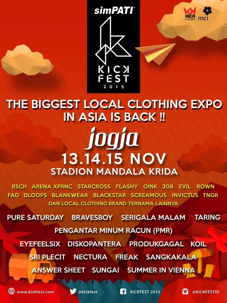 jalanbhakti's tweet photo. Mark the date get a lot of fun @simPATI #kickfest2015 Jogja. 13-15 Nov @StdMandalaKrida | info @kickfest https://t.co/cRAZWh9LdW
