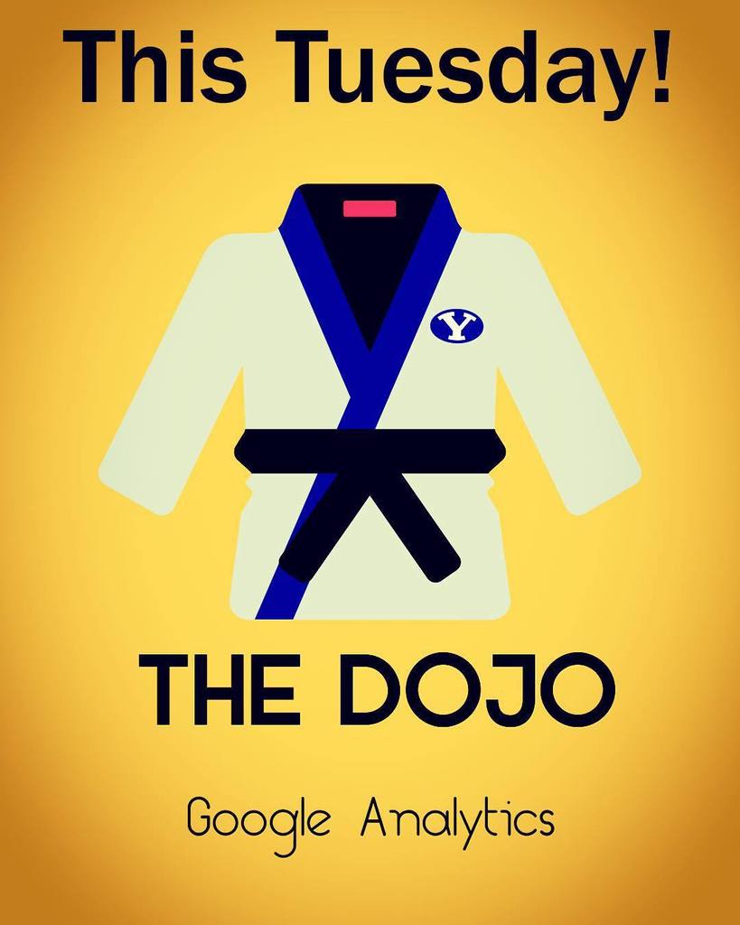 NowByu's tweet photo. At https://t.co/IdGJoiIkRX -- This Tuesday the DOJO will cover Google Analytics! #BYU #Marketing #BYUma #GoogleAna… https://t.co/YpEhNOVu1p