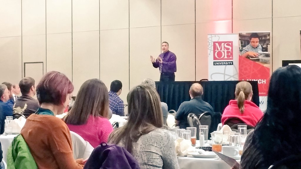 MrPreTechEd's tweet photo. Listening to @JeffCharbonneau speak about what he teaches @PLTW_WI at the #wiPDC #PLTWwi https://t.co/BuSgRJ2x3H