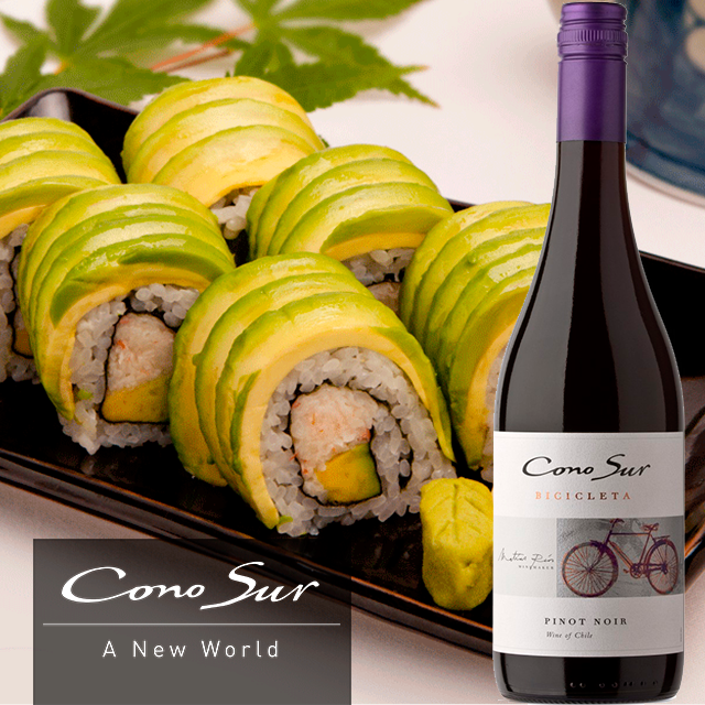 ConoSurWines's tweet photo. #PairingoftheDay Bicicleta Pinot Noir is an excellent choice with sushi. Enjoy it. Cheers! #ANewWorld #ConoSur https://t.co/jzilzi5wxB