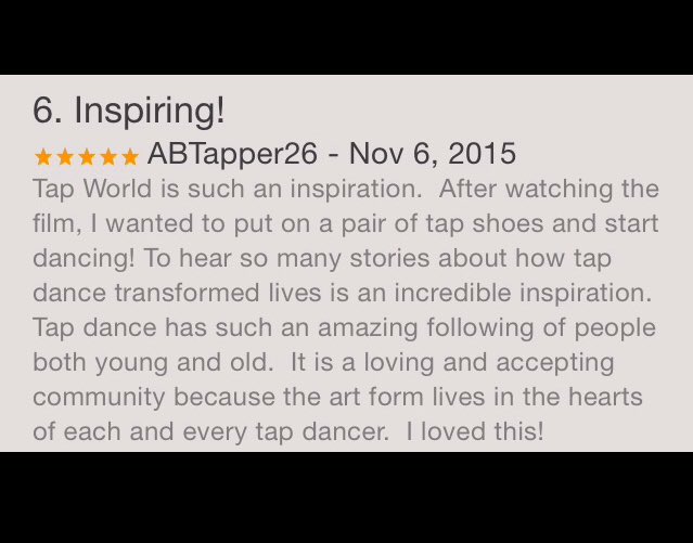 Thanks to everyone who has written reviews of <a href="/tapworldfilm/">Tap World</a> on <a href="/itunes/">iTunes</a> and <a href="/amazon/">Amazon</a>!
#tapworld #tapworldrelease