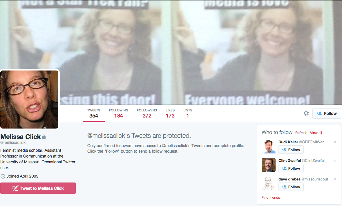 Melissa Click Missouri professor turns Twitter private