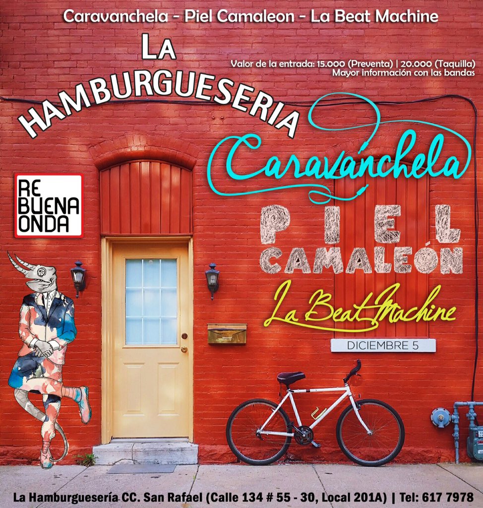 Caravanchela's tweet photo. El próximo 5 de Diciembre tocaremos en @HAMBURGUESERIA junto a @PielCamaBand y @labeatmachinee 💪🏼 ¡los esperamos! https://t.co/aBcgVLFO2s