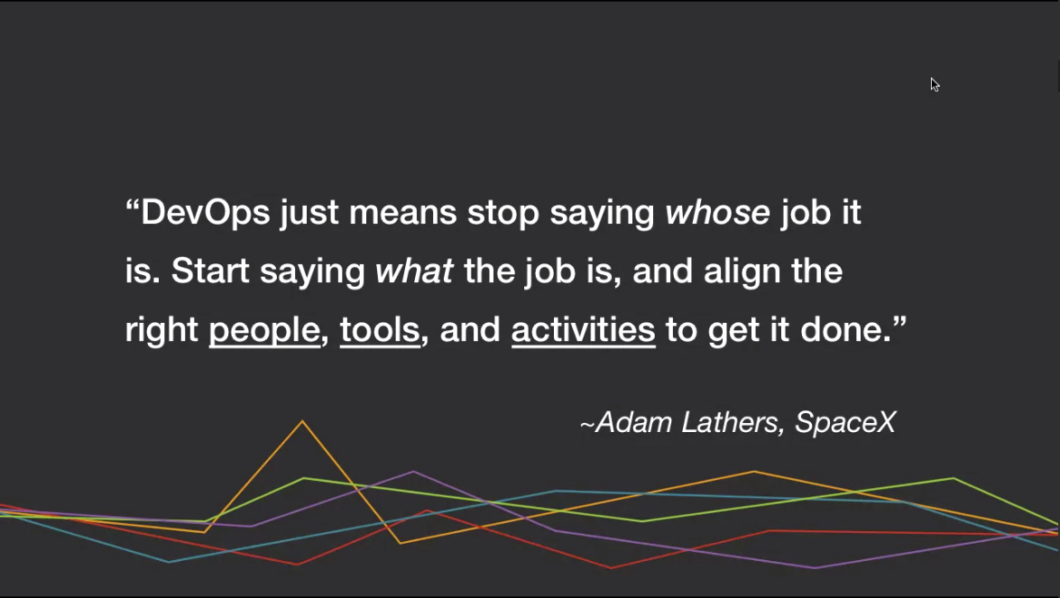 #DevOps is saying what the job is and then aligning people and tools towards it. #futuretalks