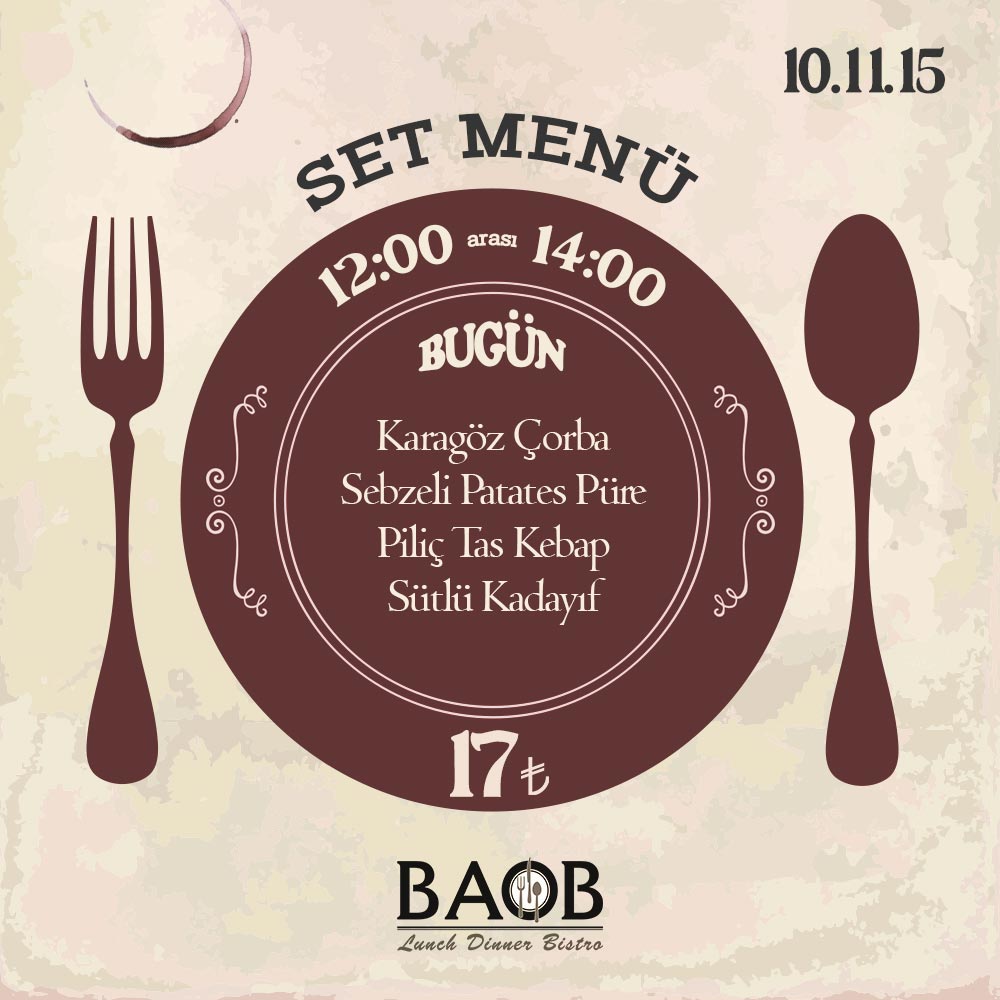baob_bursa's tweet photo. BAOB Set Menüde Bugün. #afiyetolsun #öğleyemeği #baoblunchdinnerbistro https://t.co/2Xf8qa1mM3