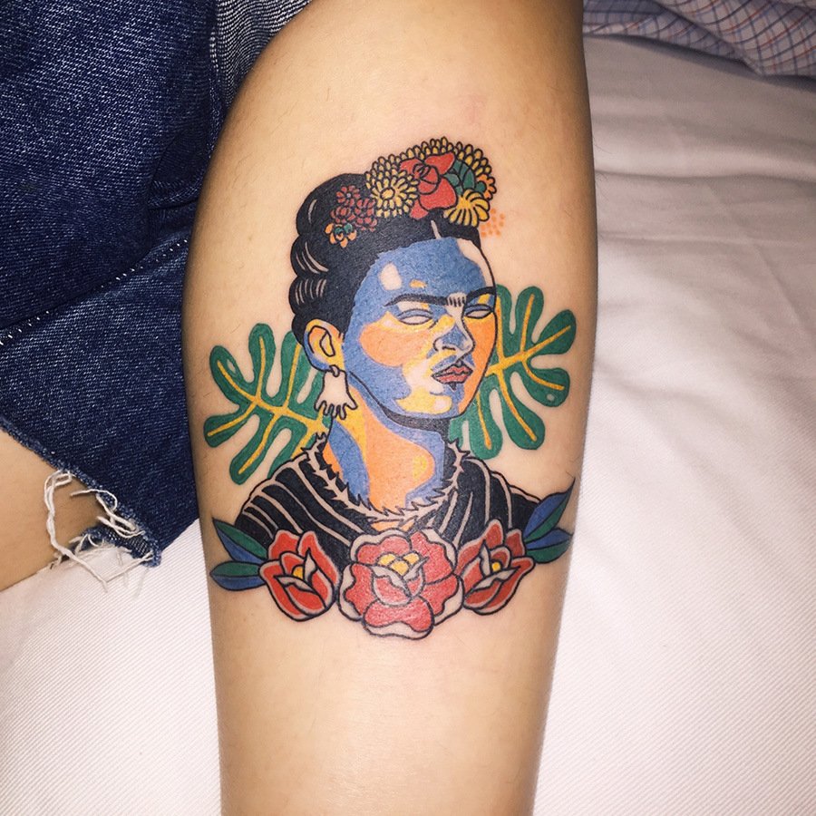10 Classy Blackwork Frida Kahlo Tattoos  Tattoodo