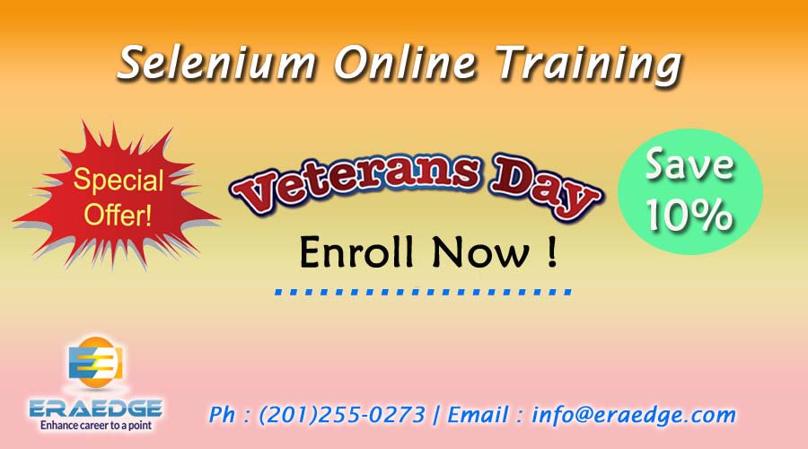 eraedge's tweet photo. #Veterans Day Special #Offers
#Selenium #Online #Training @Eraedge
Call : (201)255-0273 https://t.co/NUPPqS5ixx