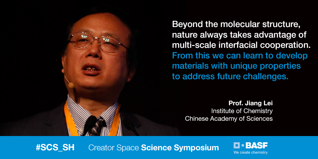 BASF_Asia's tweet photo. Prof. Jiang Lei, Institute of Chemistry, Chinese Academy of Sciences, at #SCS_SH https://t.co/8O59ZZQ5Gr