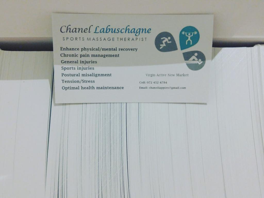 ChanelLab5's tweet photo. Business just got real.. #myownbusinesscards #sportsmassagetherapist #virginactivesa https://t.co/JsyYA4Qza1