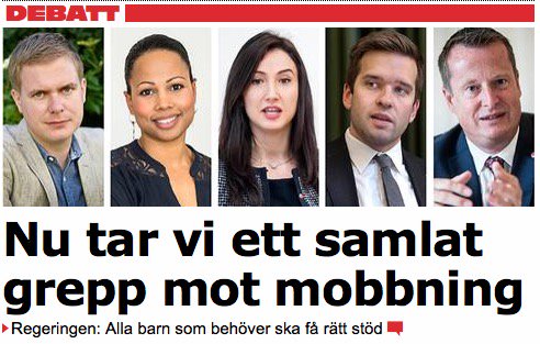 ABDebatt's tweet image. ”Tidiga insatser är avgörande” – fem ministrar om #mobbning @Aida_Hadzialic @gabrielwikstrom aftonbladet.se/debatt/article…