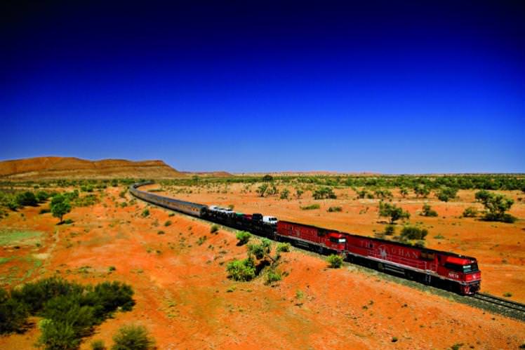 Железные дороги африки. «Ghan», Австралия. Поезд Ган Австралия the Ghan. Трансавстралийская железная дорога.
