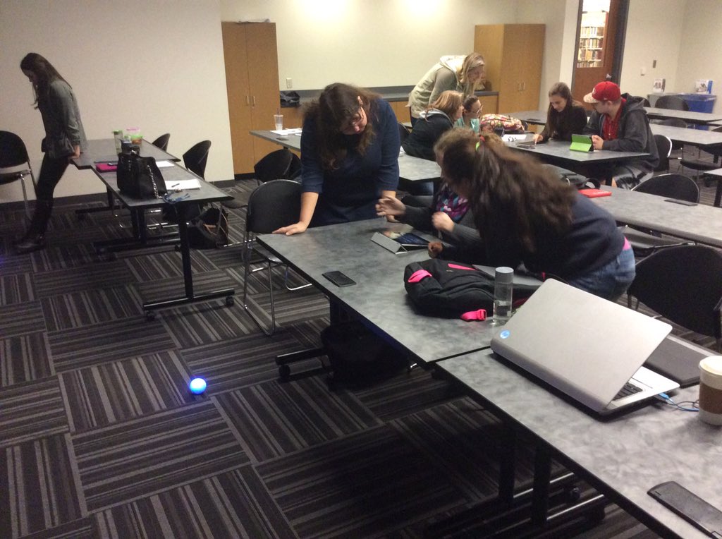alytormala's tweet photo. AWESOME time spent with @lianemrae and #ed330 exploring makerspace, @Sphero and @TheJoyLabz! Thank you Liane! https://t.co/aBTMSB80VO