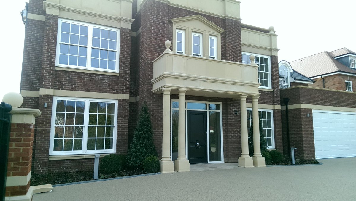 KeyStonework's tweet image. A bespoke portico for a client in Surrey in our standard Dry-Cast Bath colour.