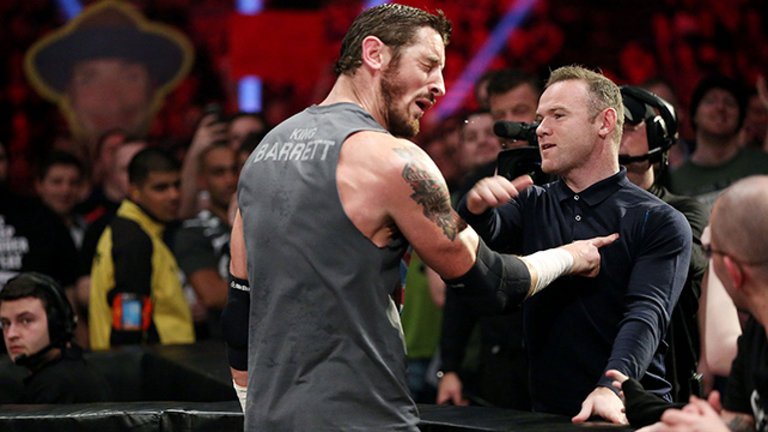 SkySportsPL's tweet photo. See Wayne Rooney slap WWE superstar King Barrett? It's worth watching again... and again... https://t.co/W3AKjf7BiC https://t.co/ERkMsK3Lmk