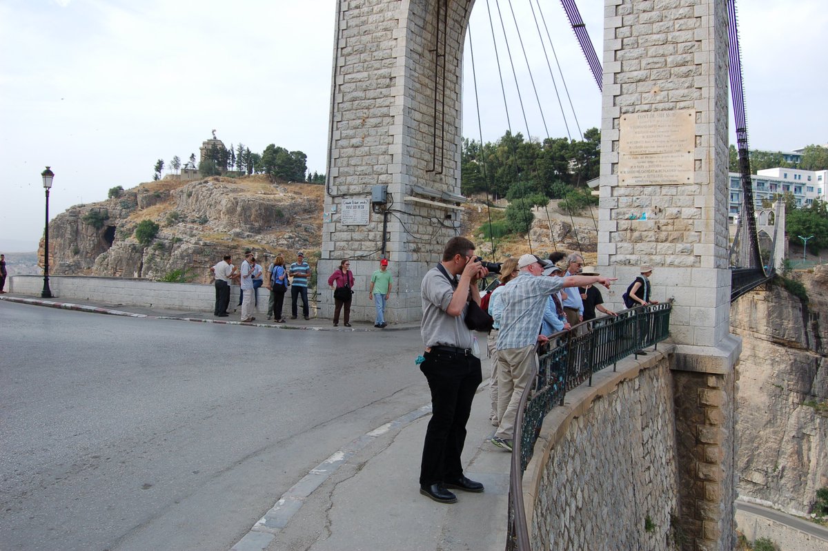 AlgeriaTTours's tweet photo. tourists peering over the suspension bridge in #Constantine #Algeria. #travel #explore #adventure #Algeriatours https://t.co/ayr7I86mJe