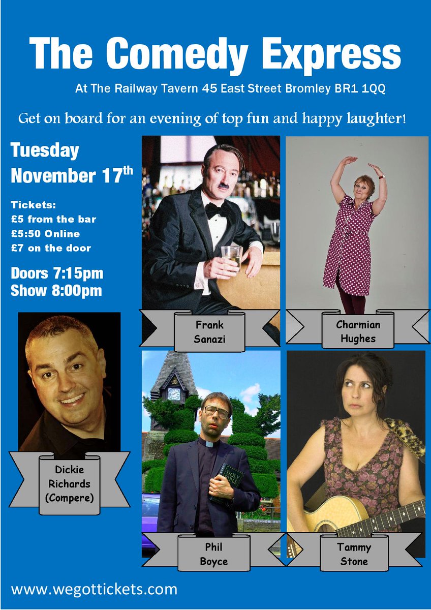 Tickets just £5.50:  wegottickets.com/event/337321  for Comedy @Railway_Tav Tuesday 17th Nov <a href="/BeckenhamLink1/">The Beckenham Link</a> <a href="/LBofBromley/">Bromley Council</a>