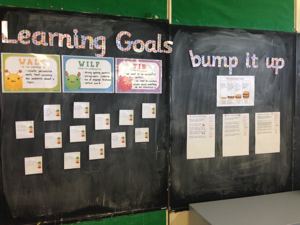 Finally set up the learning goals and bump it up wall! #goals #success