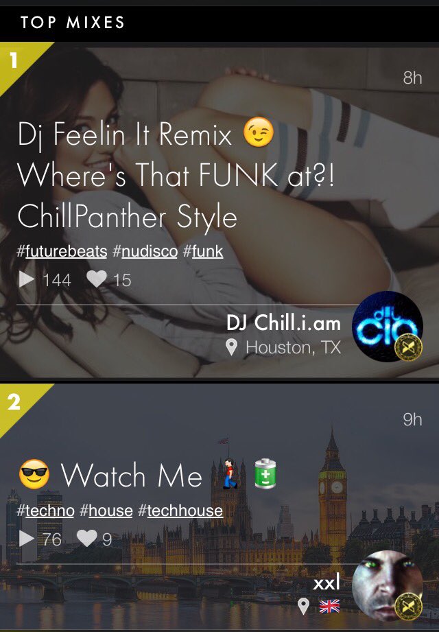crossfader_c's tweet photo. Top mixes today @CrossfaderApp #crossfader https://t.co/QpD5ndviPW