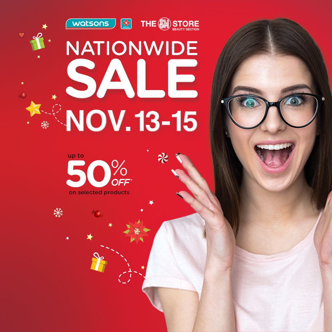 WatsonsPH's tweet photo. We’re having our Nationwide 3-Day Sale! Present your SMAC &amp;get 100 bonus points on your 1st transaction worth P1000 https://t.co/jnfzlNk18M