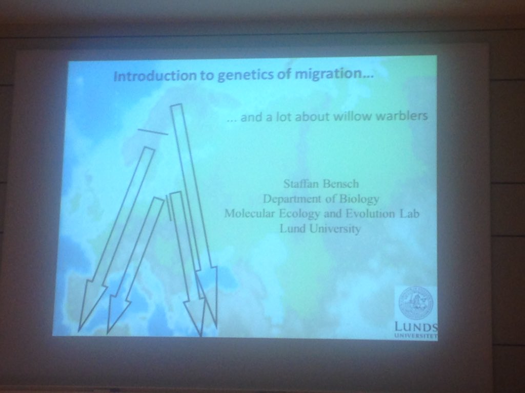 lucyjayneryan's tweet photo. Fab talk on #genetics &amp; #migration at #CAnMove from staffan bensch https://t.co/Rn69qkChhR