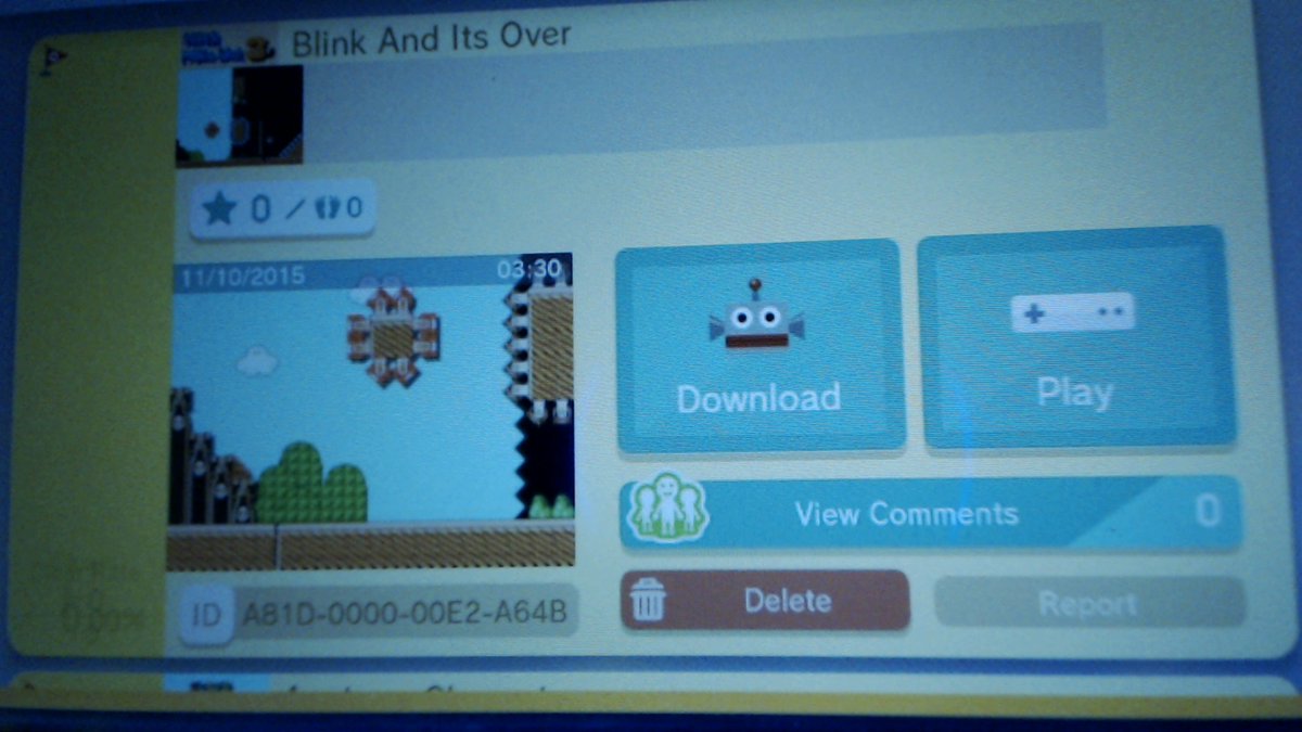MrZamnes's tweet photo. New Super Mario Maker Course "Blink And It's Over" 10 seconds to win!

Course ID: A81D-0000-00E2-A64B

#mariomaker https://t.co/XdvoPa2LoA