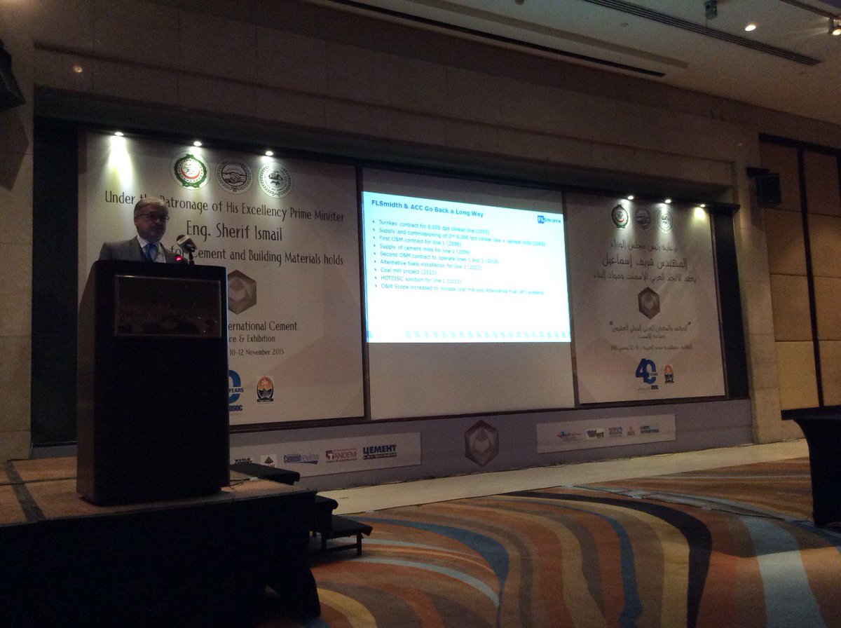 FLSmidth's tweet photo. Happening right now at #AUCBM #AICCE conference: #FLSmidth presentation on alternative fuels at Ramliya #Cement https://t.co/Xp7TAD97s5