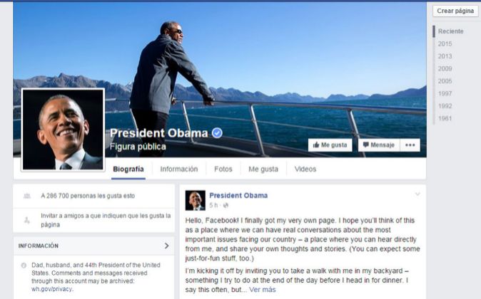 expansioncom's tweet photo. Obama abre una página personal en Facebook https://t.co/4FvgJPzRjh https://t.co/pXc454yvqV