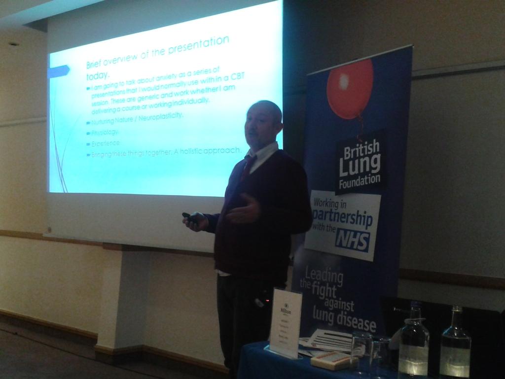 BatemanBethany's tweet photo. Mark Strange is talking to our #BLFProfessionals about using CBT to manage anxiety @lunguk https://t.co/6UhIoNrzEG