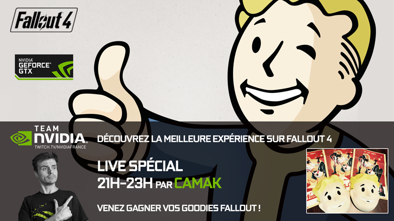 Enorme Live #Fallout 4 par <a href="/CaMaKStream/">CaMaK</a> à 21h ce soir ! 500RT = +1 GROS lot à la liste des cadeaux ! <a href="/Bethesda_fr/">Bethesda France</a>